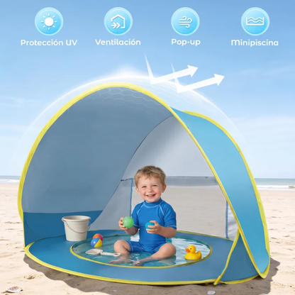 Carpa con Piscina Refrescante para Playa
